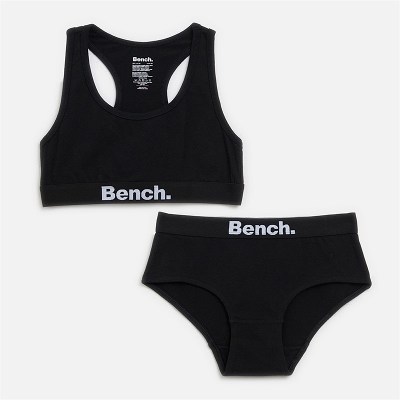 Bench Girls Renezza Crop Top And Hipster Briefs Set Black - Image 1