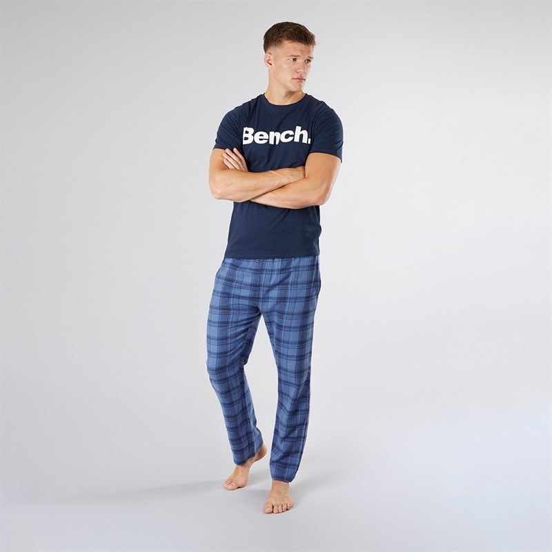 Bench Mens Berod Loungewear T-Shirt And Check Flannel Pants Set Navy/Navy Check - Image 4