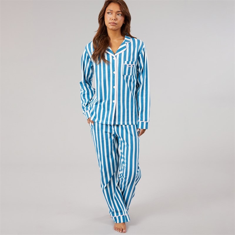 Bench Womens Korda Pyjamas Teal White Stripe - Image 1