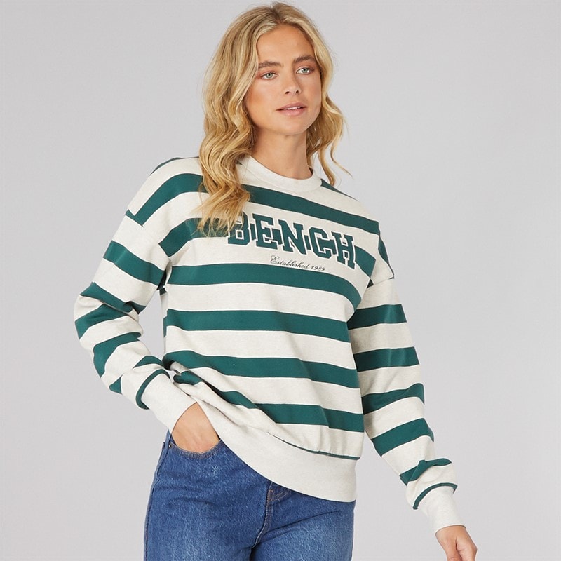 Bench Womens Jaye Sweatshirt Stone Marl Deep Emerald - Image 1