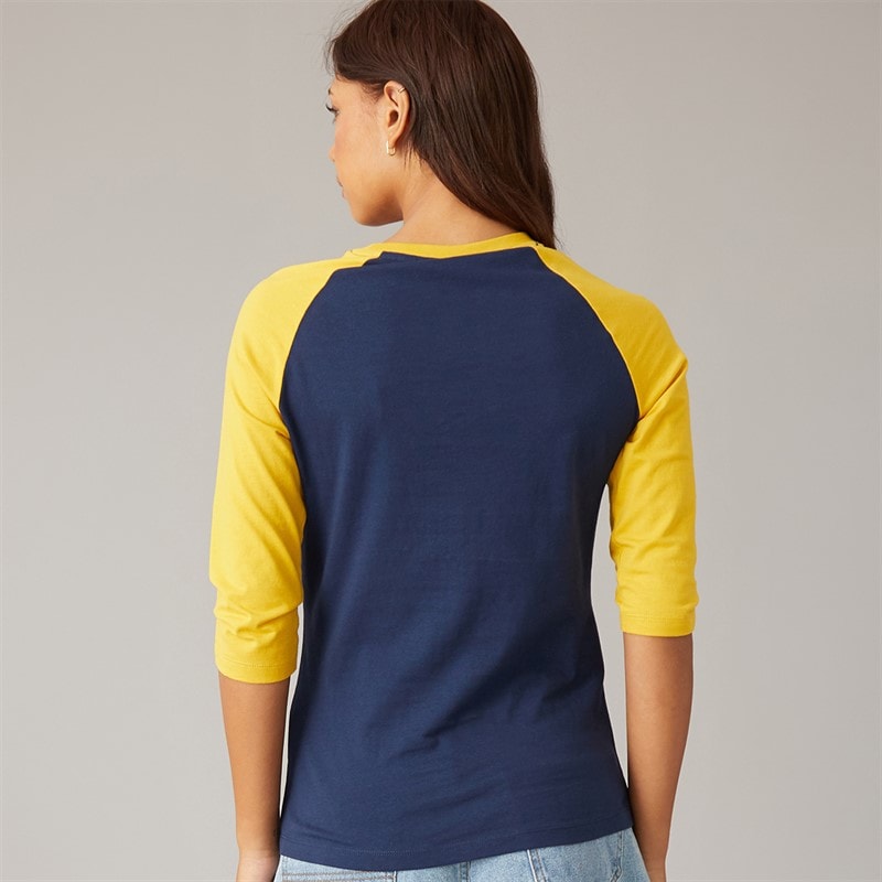 Bench Womens Morr 3/4 Sleeve T-Shirt Navy/Mustard - Image 2