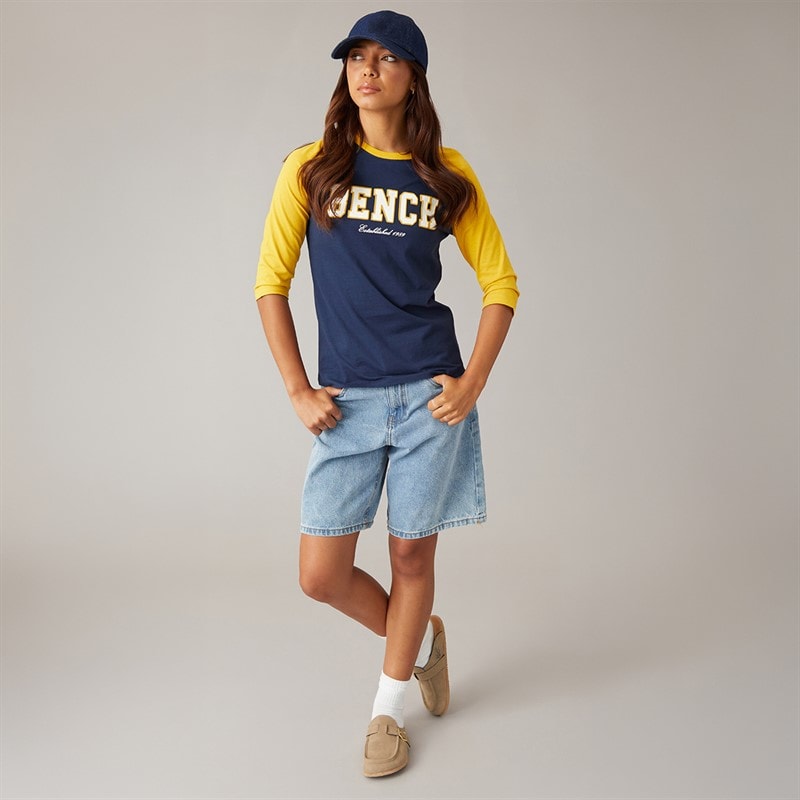 Bench Womens Morr 3/4 Sleeve T-Shirt Navy/Mustard - Image 3