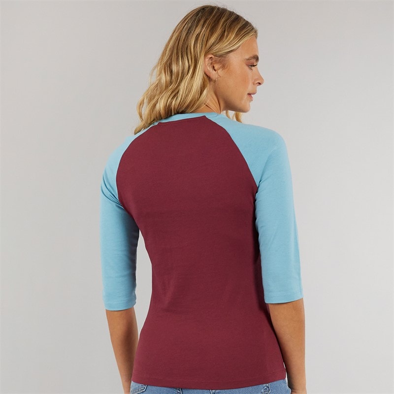 Bench Womens Morr 3/4 Sleeve T-Shirt Cordovan/Arctic Blue - Image 2