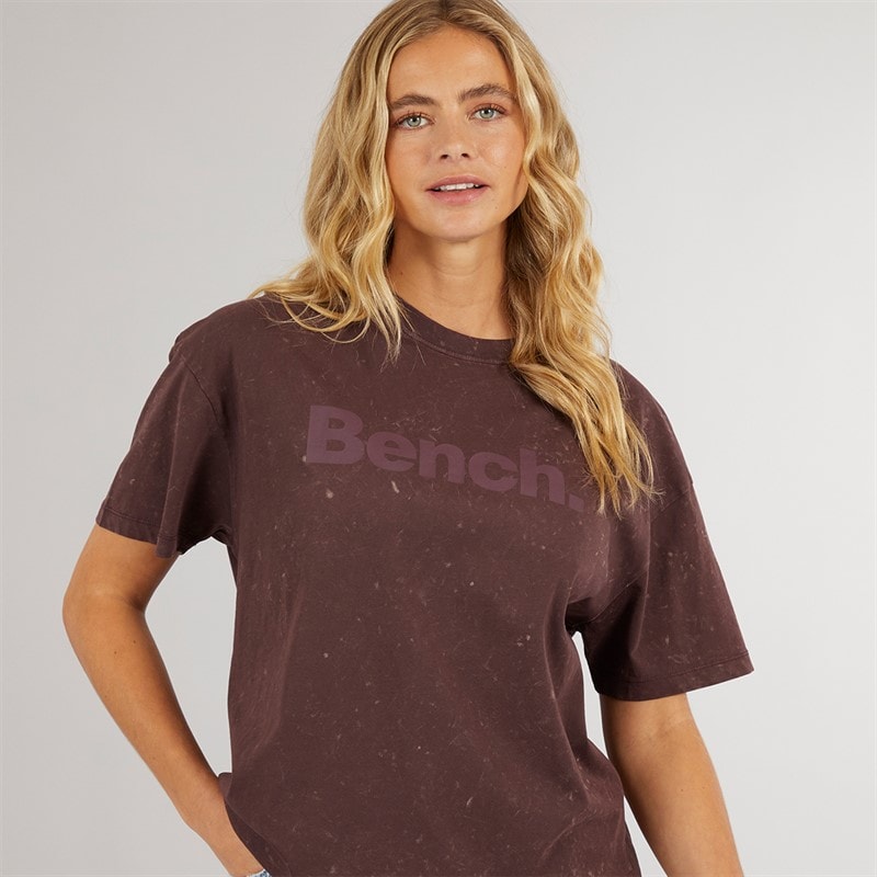 Bench Womens Berlanne T-Shirt Washed Mauve Wine - Image 3