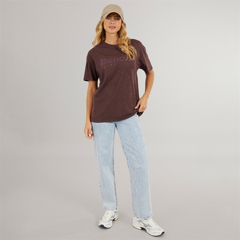 Bench Womens Berlanne T-Shirt Washed Mauve Wine - Image 4