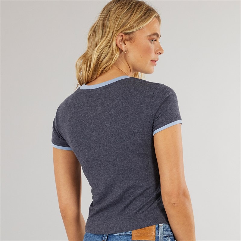 Bench Womens Arlla T-Shirt Navy Marl Powder Blue - Image 2