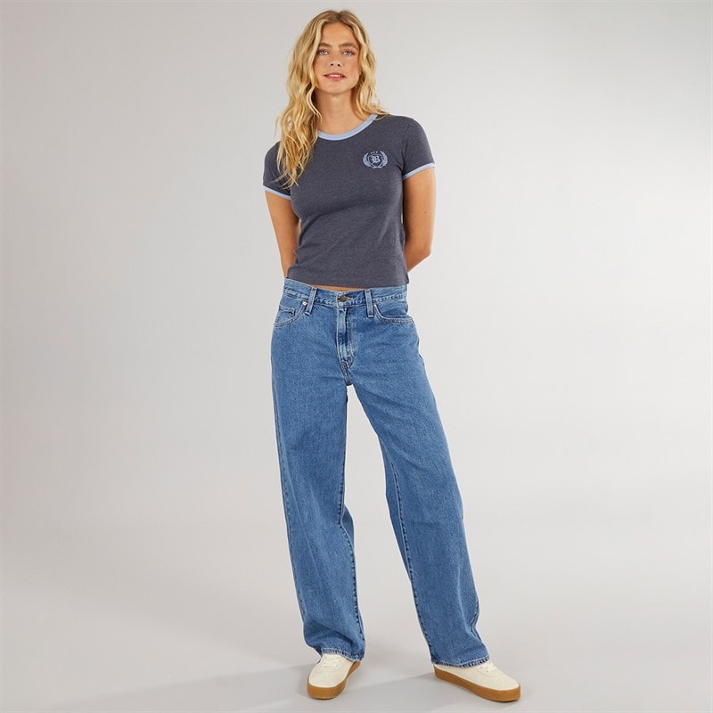 Bench Womens Arlla T-Shirt Navy Marl Powder Blue - Image 3