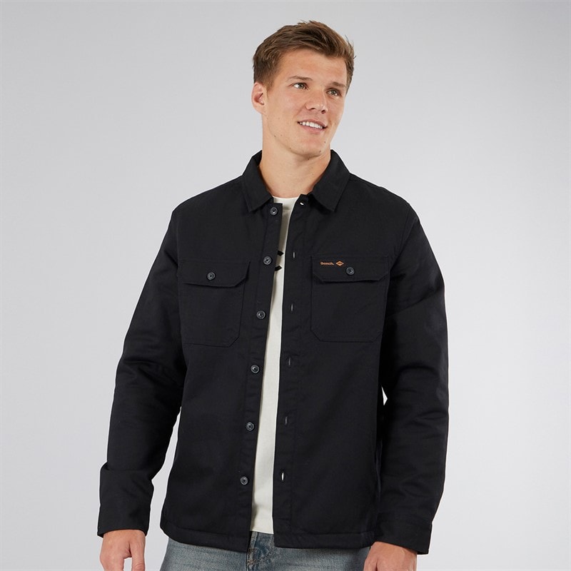 Bench Mens Merrin Borg Worker Overshirt Black - Image 1