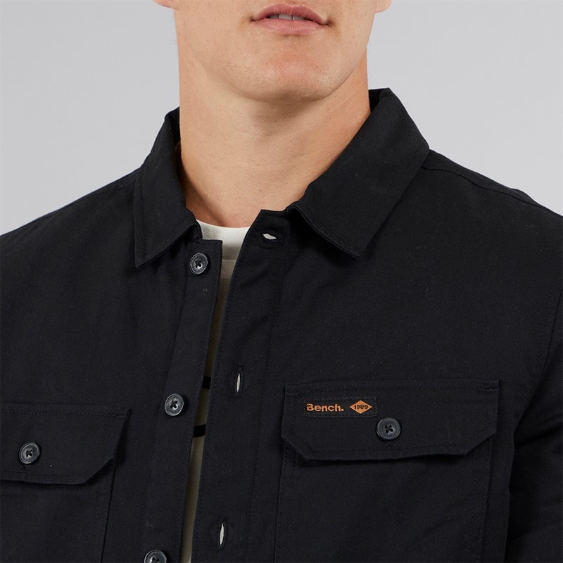 Bench Mens Merrin Borg Worker Overshirt Black - Image 3