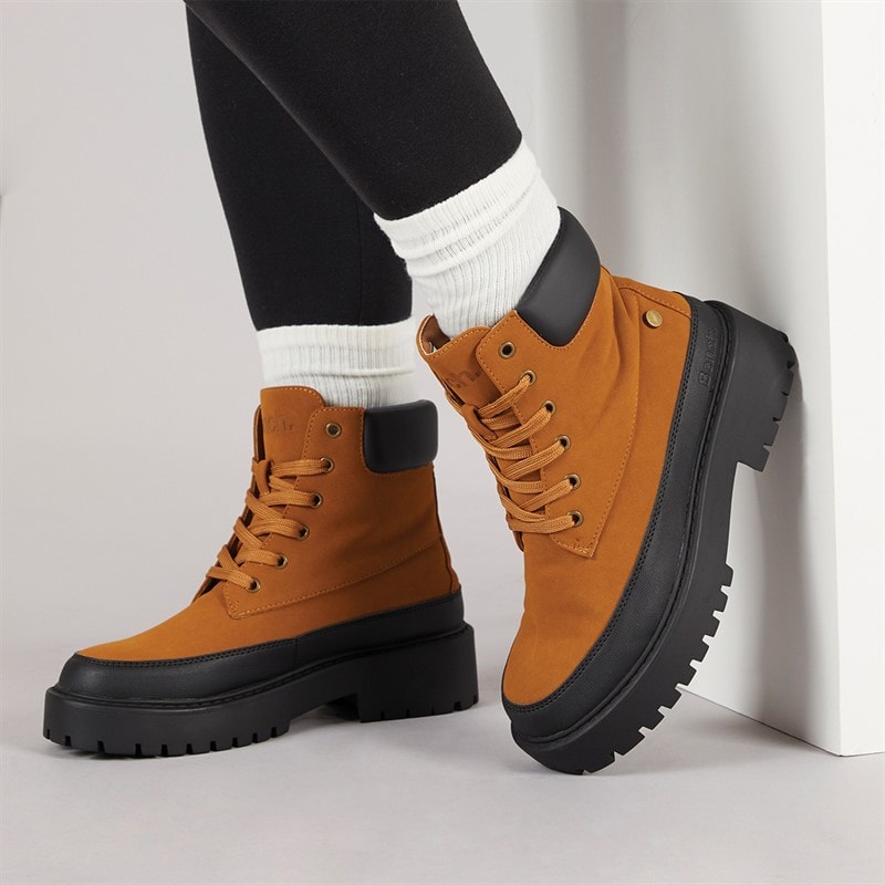 Bench Womens Bonham Lace Up Ankle Boots Tan - Image 5
