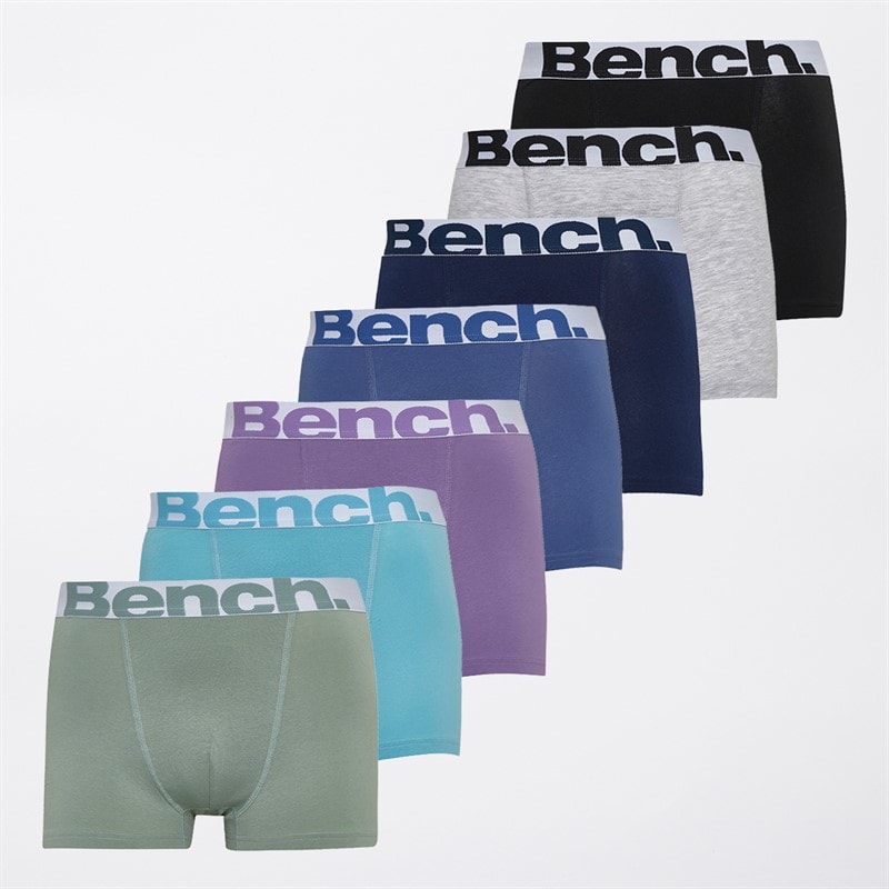 Bench Mens Darragh Seven Pack Boxers Black/Retro Blue/Navy/Dusted Grape/Grey Marl/Sage Green/Mid Blue - Image 1