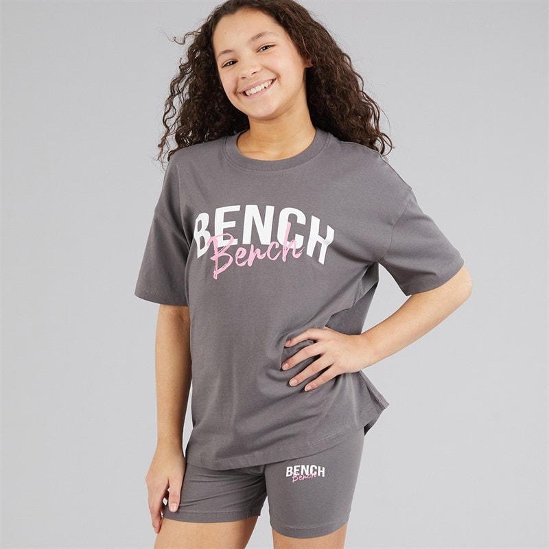 Bench Girls Vexlo T-Shirt And Shorts Set Charcoal - Image 1