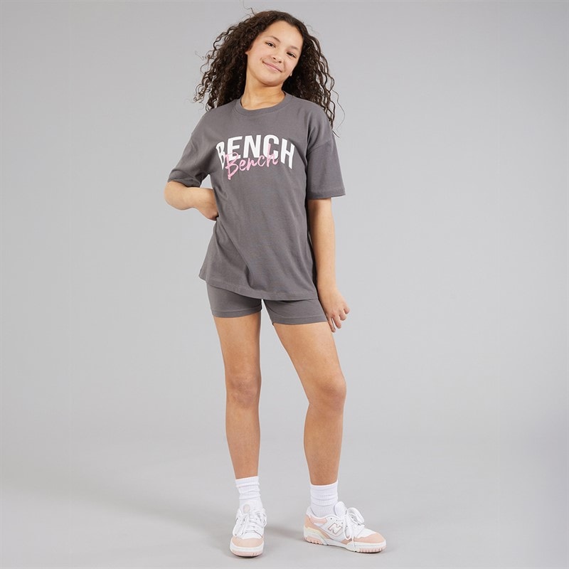 Bench Girls Vexlo T-Shirt And Shorts Set Charcoal - Image 4