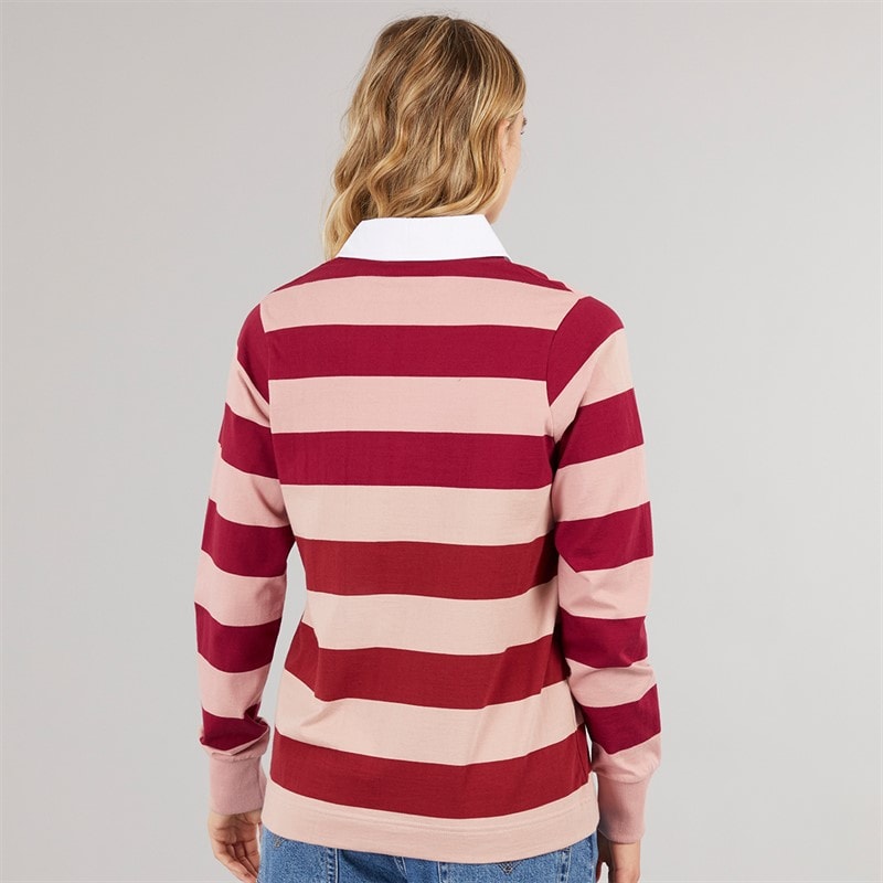 Bench Womens Wendren Rugby Shirt Light Dusky Pink/Cranberry Light Dusky Pink / Cranberry - Image 2