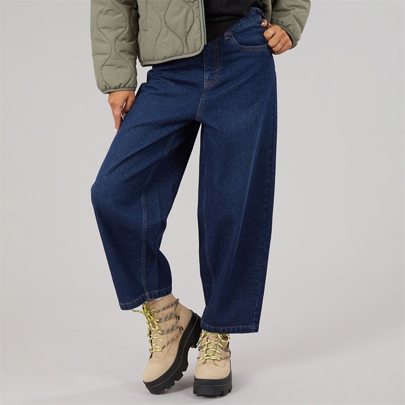 Bench Womens Barrel Leg Jeans Dark Blue