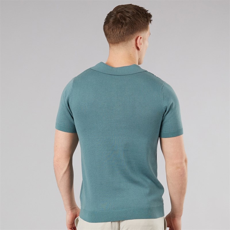 Bench Mens Indro Knitted Polo Shirt Basalt Green - Image 2