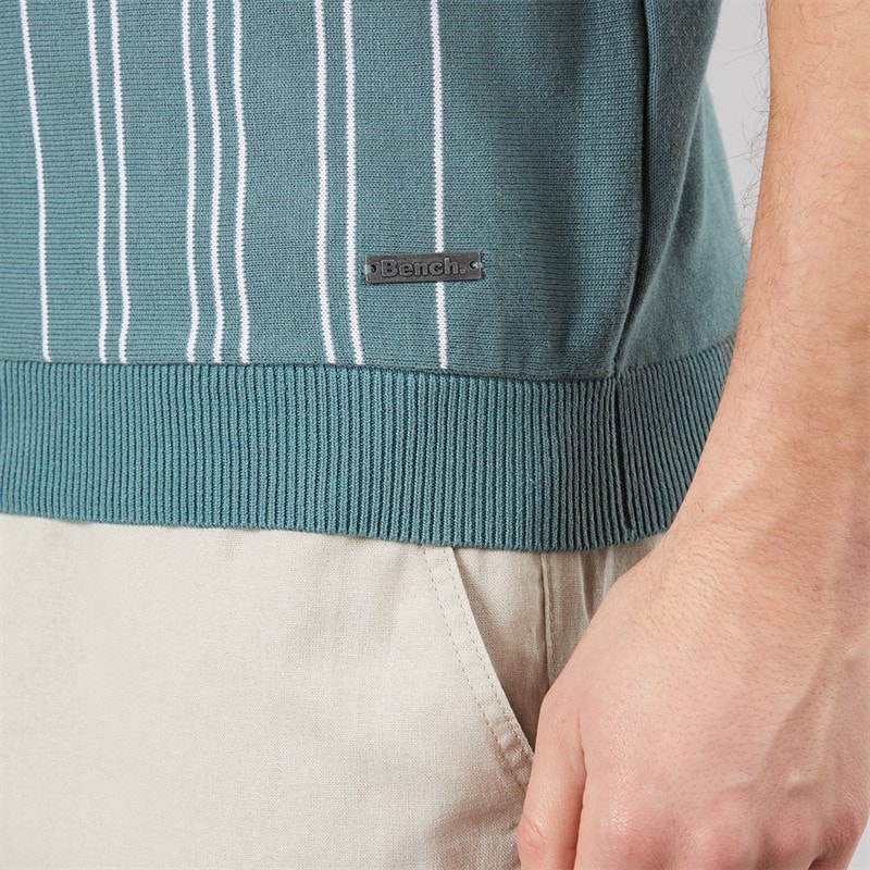 Bench Mens Indro Knitted Polo Shirt Basalt Green - Image 3