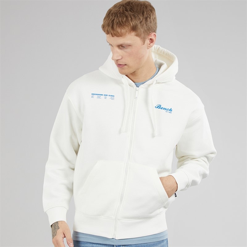 Bench Mens Lupera Zip Through Hoodie Off White - Image 2