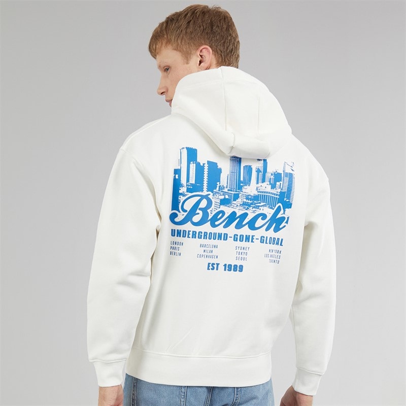 Bench Mens Lupera Zip Through Hoodie Off White - Image 3