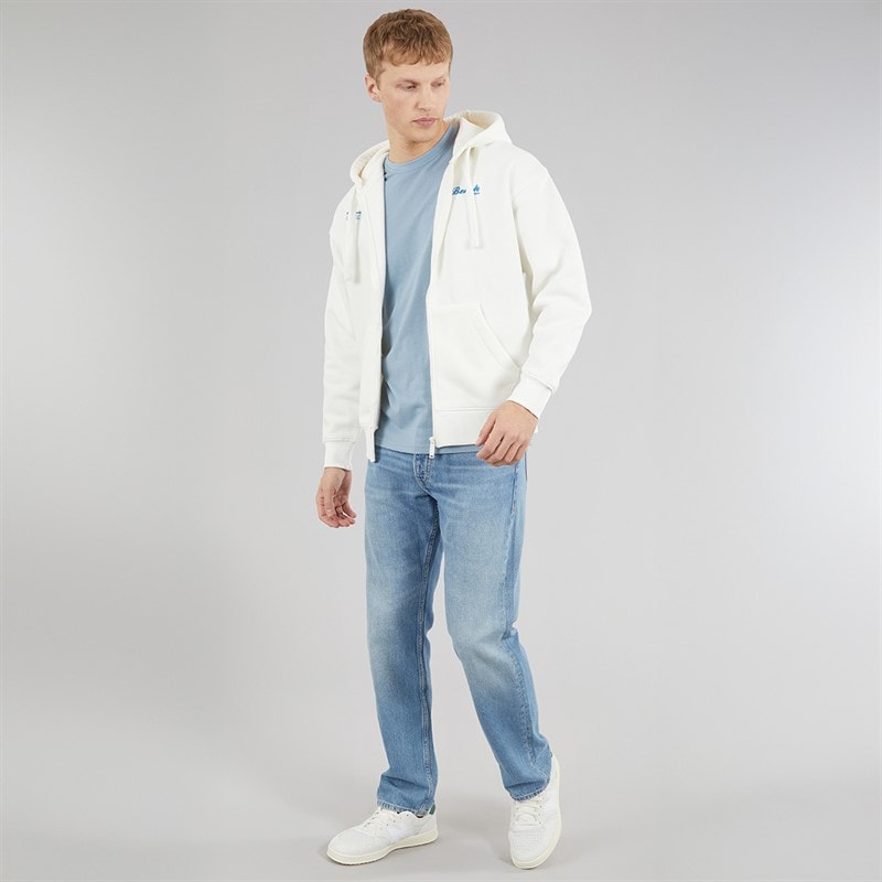 Bench Mens Lupera Zip Through Hoodie Off White - Image 4