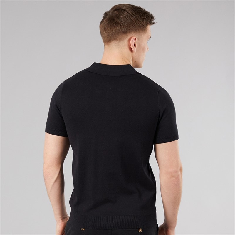 Bench Mens Kacho Knitted Polo Shirt Black - Image 2