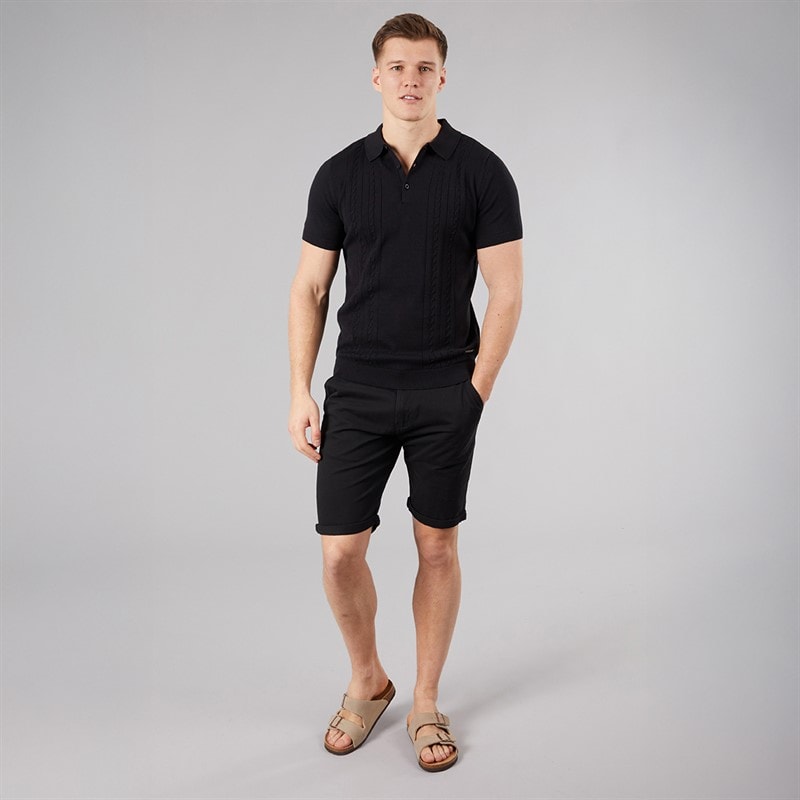 Bench Mens Kacho Knitted Polo Shirt Black - Image 4