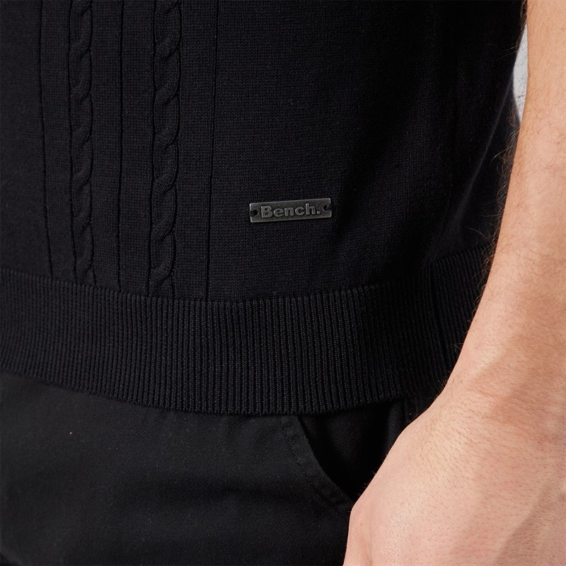 Bench Mens Kacho Knitted Polo Shirt Black - Image 5