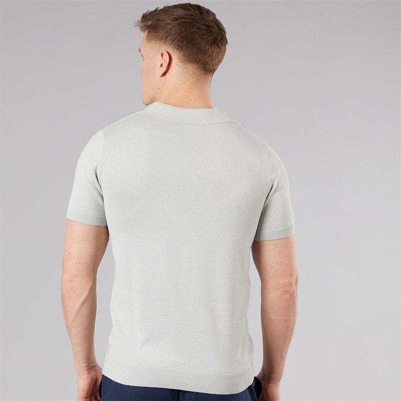 Bench Mens Indro Knitted Polo Shirt Frost Grey - Image 2