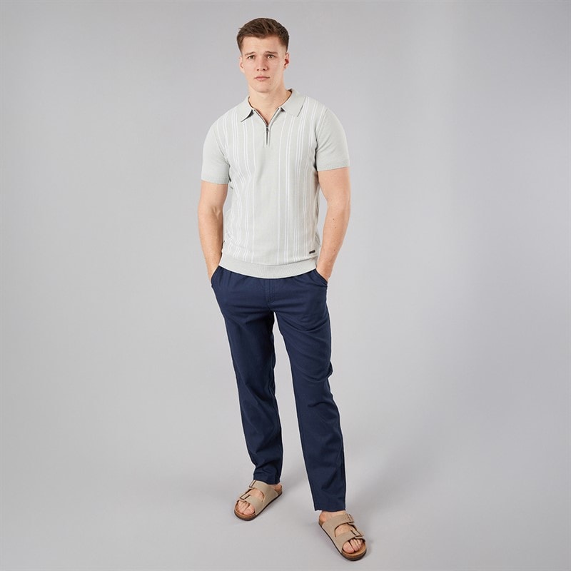 Bench Mens Indro Knitted Polo Shirt Frost Grey - Image 4