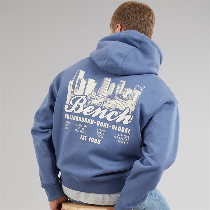 Bench Mens Lupera Zip Through Hoodie Mid Blue - Image 1