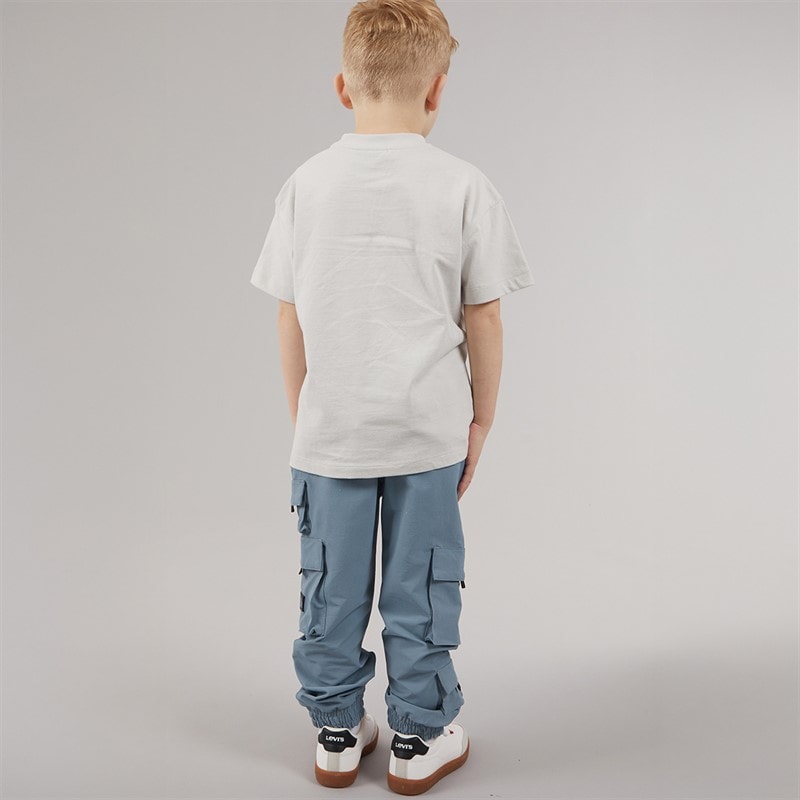 Bench Boys Drop Shoulder T-Shirt Cargo Trousers And Cap Set Blue - Image 2