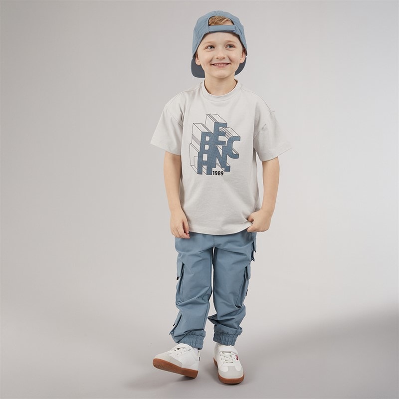 Bench Boys Drop Shoulder T-Shirt Cargo Trousers And Cap Set Blue - Image 4