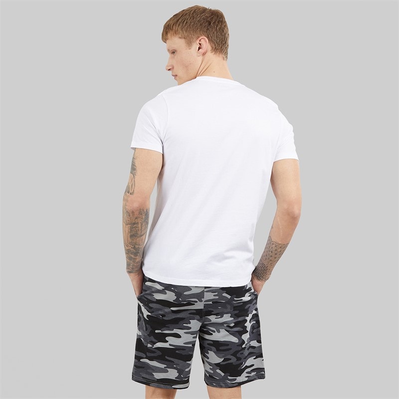 Bench Mens Nuada T-Shirt And Shorts Loungewear Set White/Black Camo Aop - Image 2