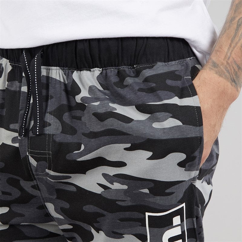 Bench Mens Nuada T-Shirt And Shorts Loungewear Set White/Black Camo Aop - Image 3