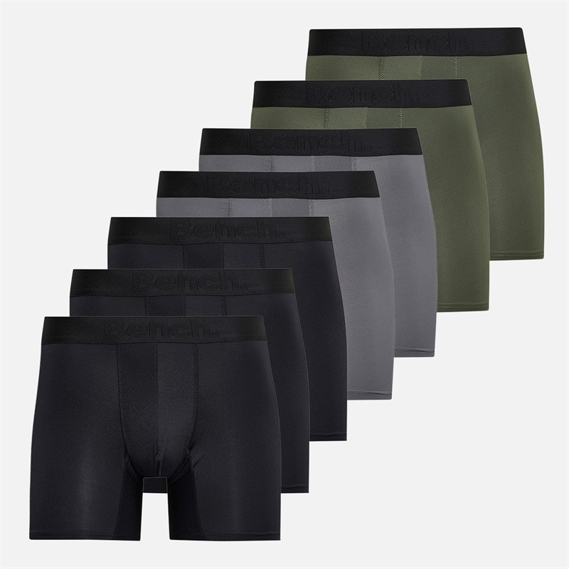 Bench Mens Motmo Seven Pack Boxers Black/Khaki/Steel Grey Black/Khaki/Steel Grey/Black/Khaki/Steel Grey/Black - Image 1