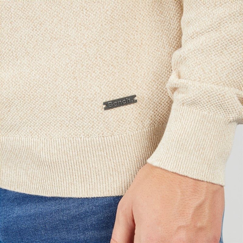 Bench Mens Crono Gradient Crew Neck Jumper Stone - Image 3