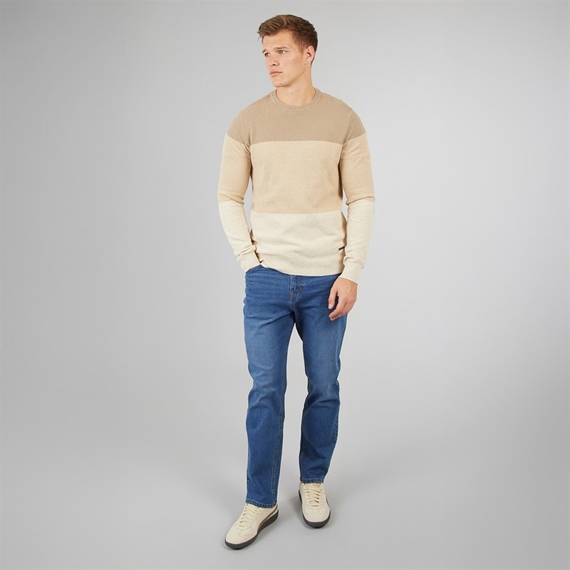 Bench Mens Crono Gradient Crew Neck Jumper Stone - Image 4
