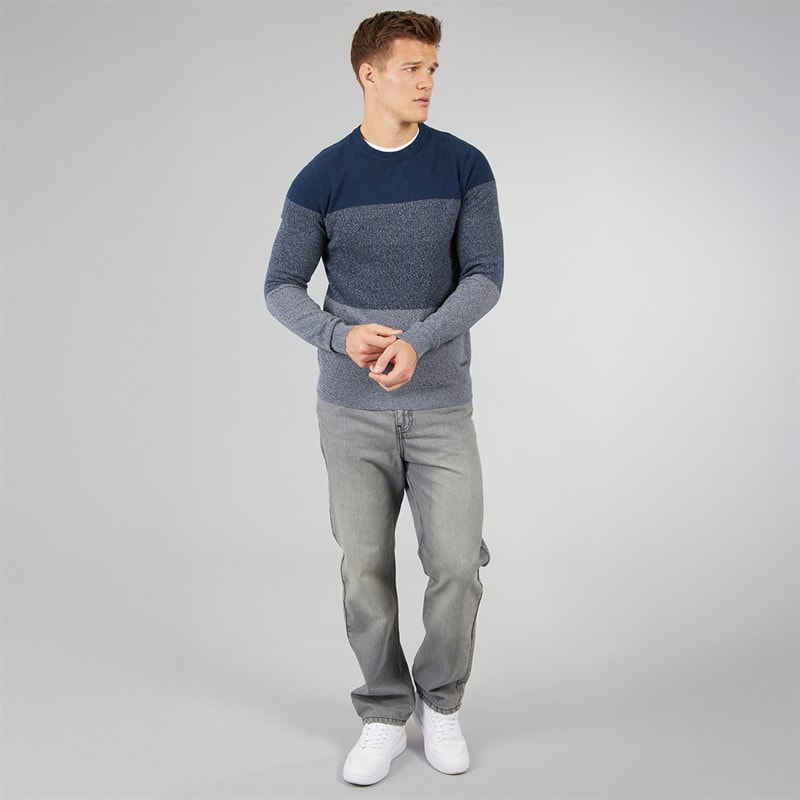 Bench Mens Crono Gradient Crew Neck Jumper Blue - Image 3