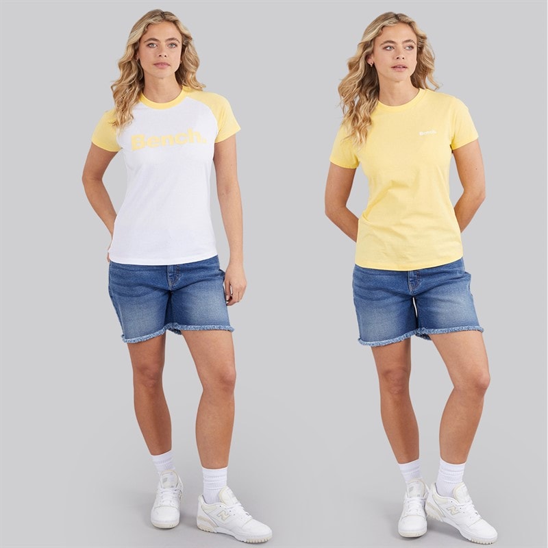 Bench Womens Zoqil Two Pack T-Shirts White/Yellow - Image 3
