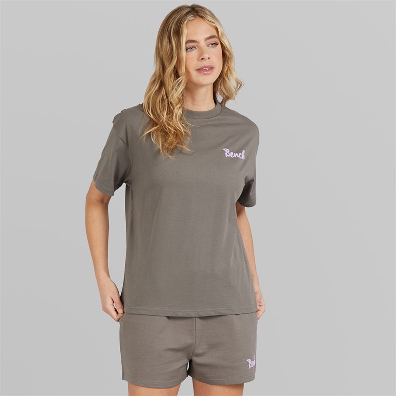 Bench Womens Lumee T-Shirt And Shorts Set Charcoal - Image 2