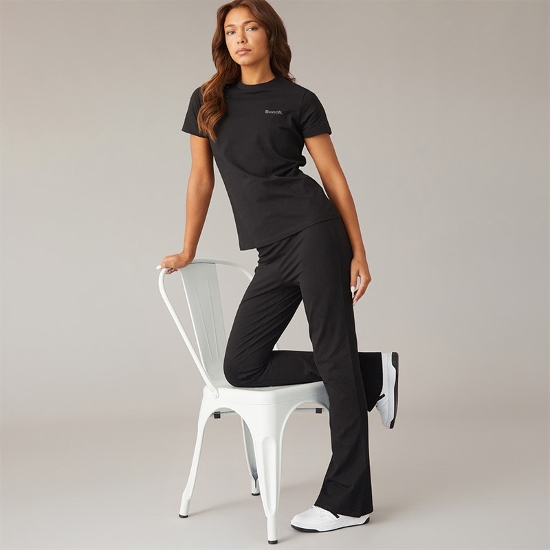 Bench Womens Heatha Crew T-Shirt And Flared Leggings Set Black