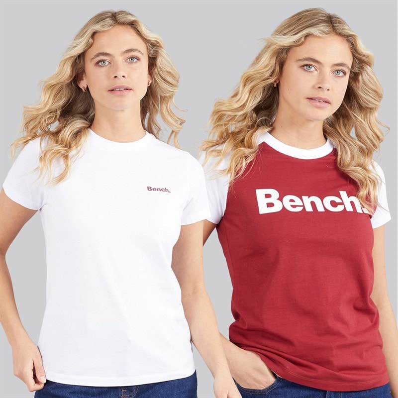 Bench Womens Bruxo Two Pack T-Shirts Cranberry/White - Image 1