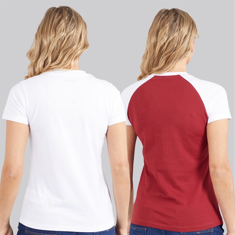 Bench Womens Bruxo Two Pack T-Shirts Cranberry/White - Image 2