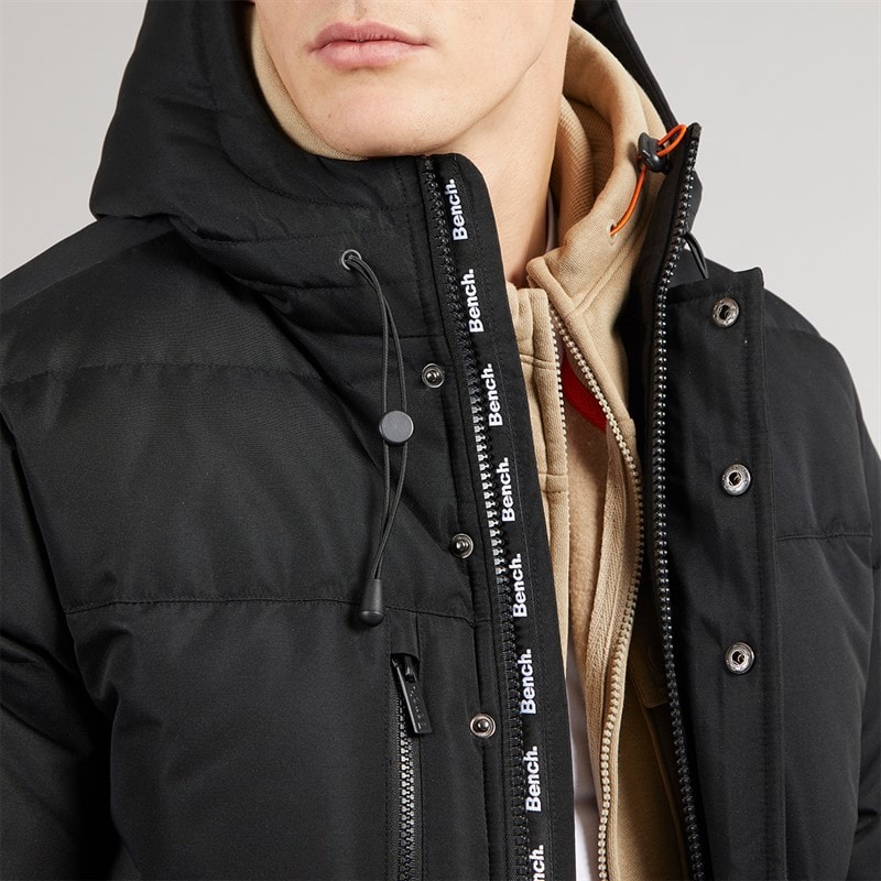Bench Mens Bovero Padded Parka Jacket A Black - Image 3