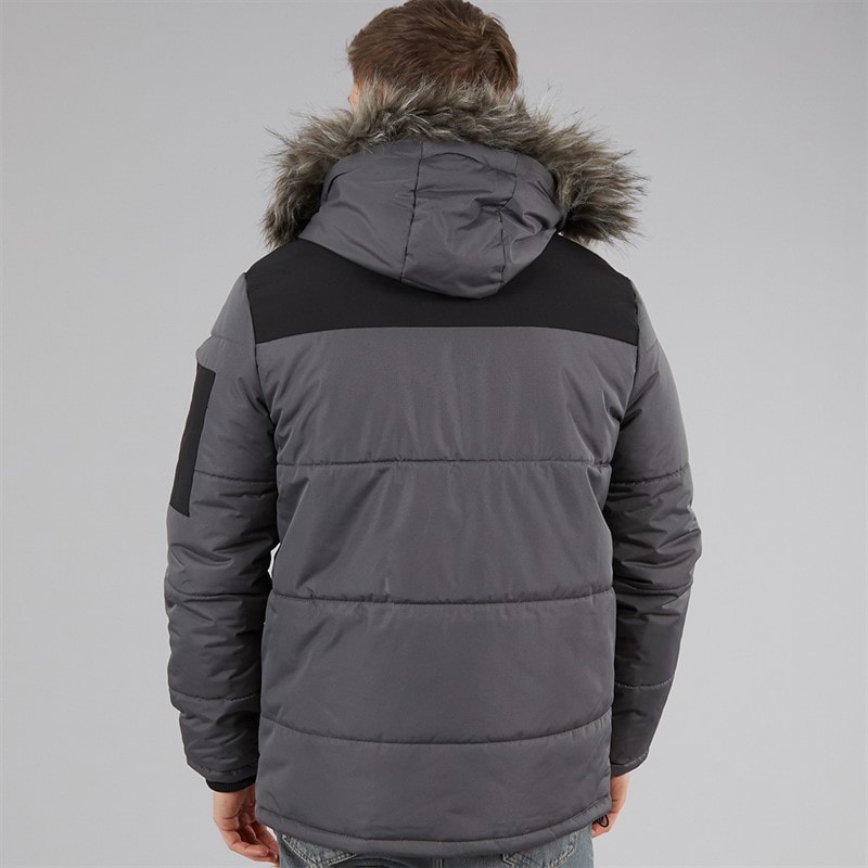 Bench Mens Tillor Padded Parka Jacket Dark Grey - Image 2