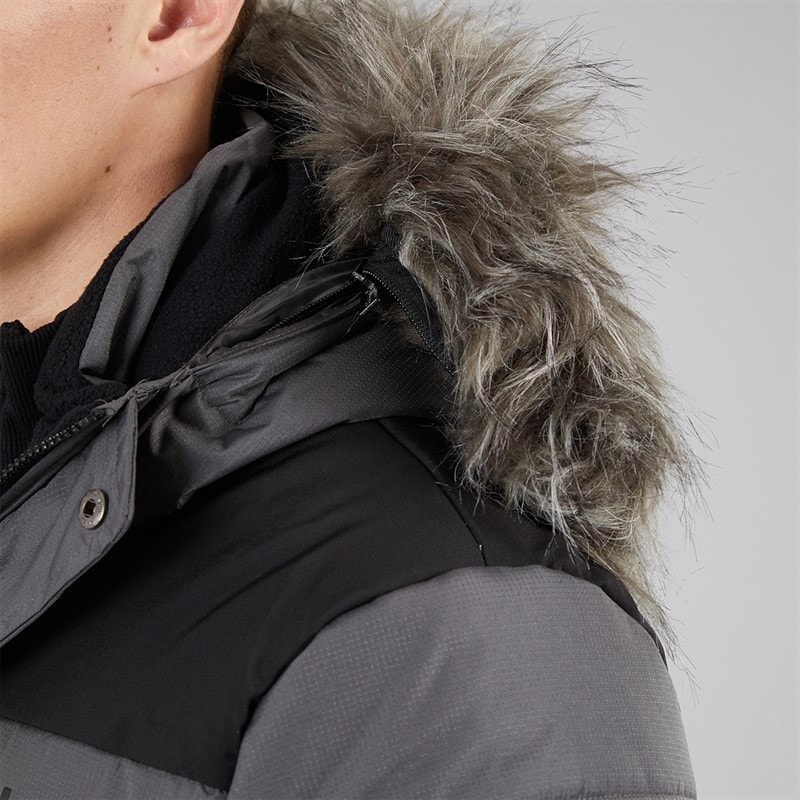Bench Mens Tillor Padded Parka Jacket Dark Grey - Image 5