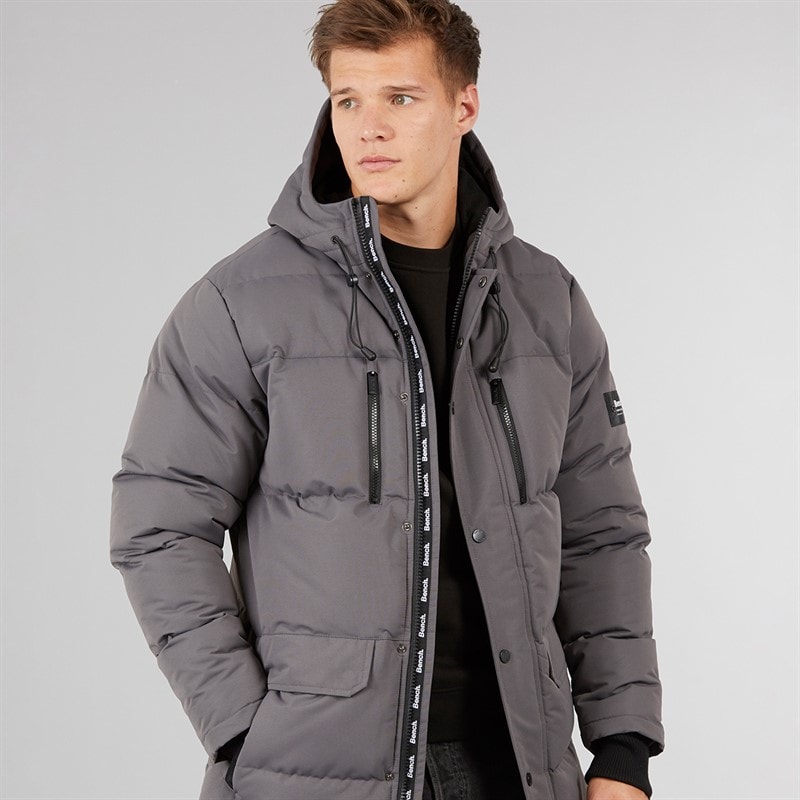 Bench Mens Bovero Padded Parka Jacket Dark Grey - Image 3