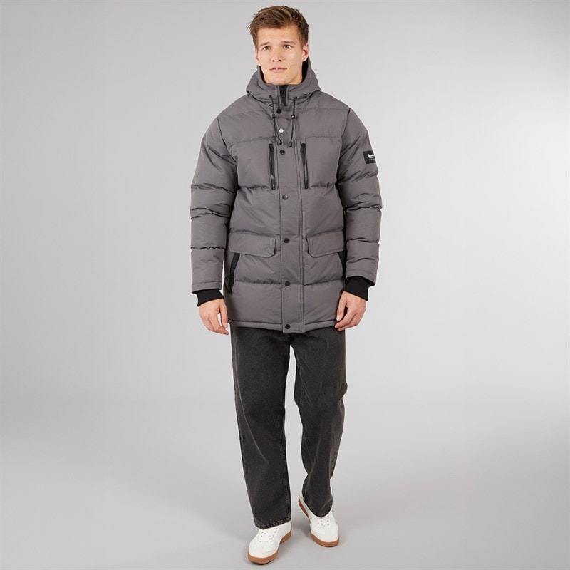 Bench Mens Bovero Padded Parka Jacket Dark Grey - Image 4