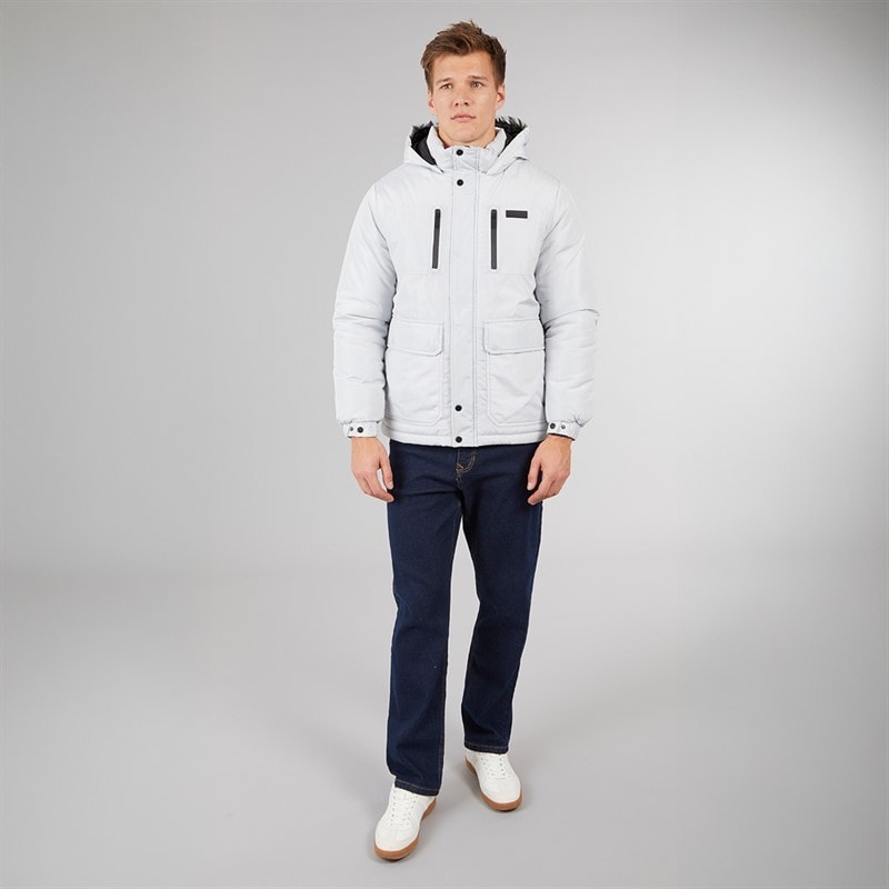 Bench Mens Loderi Padded Jacket Light Grey - Image 4