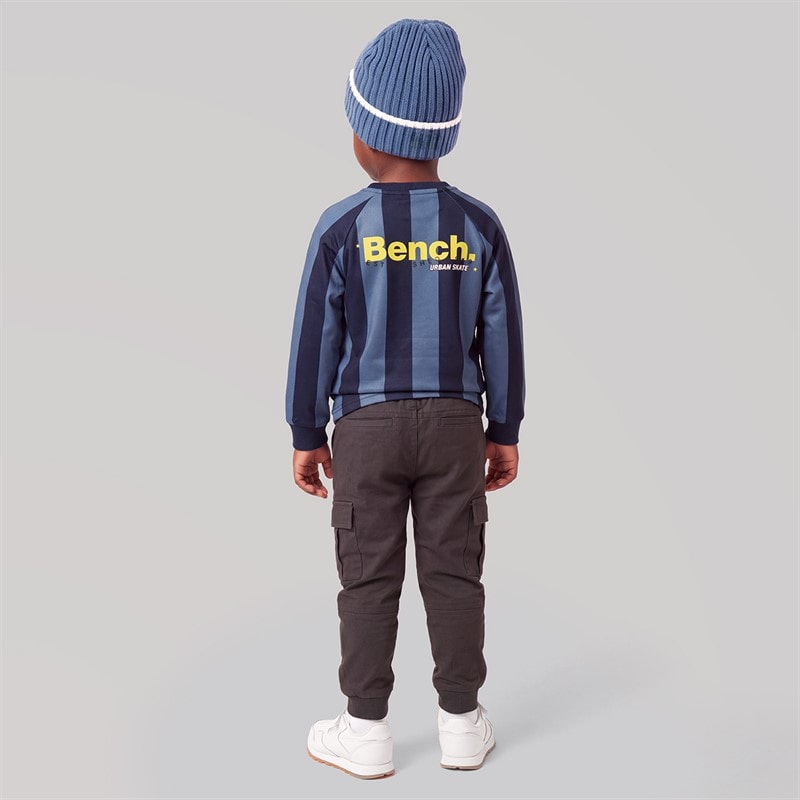 Bench Boys Long Sleeve Top Cargos And Beanie Set Navy - Image 2